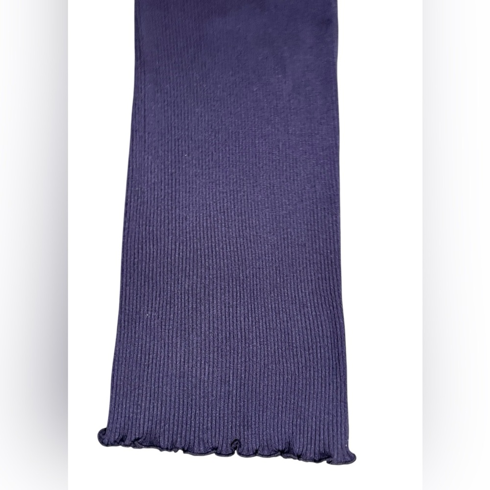 THE ROW Carmine knit long pants w/ ruffle hem Navy Blue | Size large Silk Cotton - Picture 7 of 13